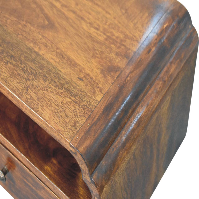 Artisan Furniture Solid Wood Avora Wall-Mounted Chestnut Bedside, 1 Drawer & 1 Shelf, Brown