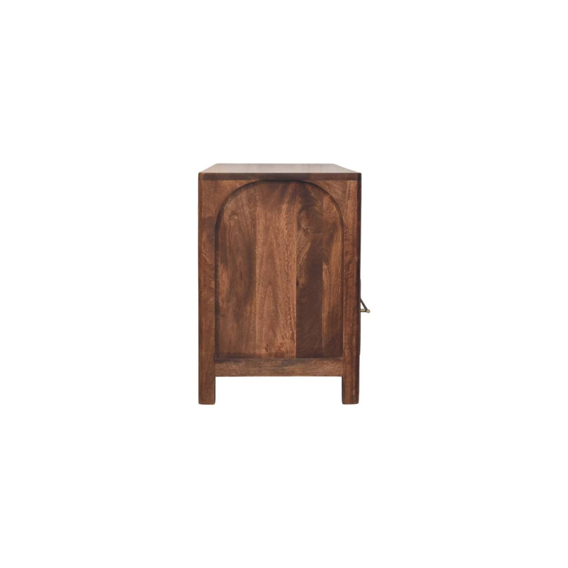 Artisan Furniture Solid Wood Arc-Line Media Console, 2 Drawers & 1 Open Slot, Brown