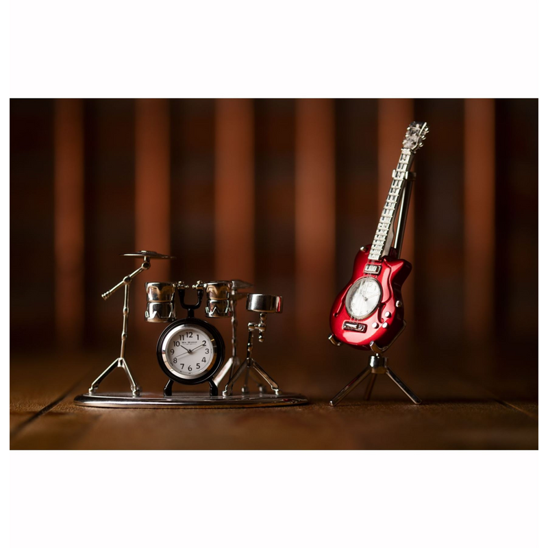Wm.Widdop Miniature Clock - Red Guitar