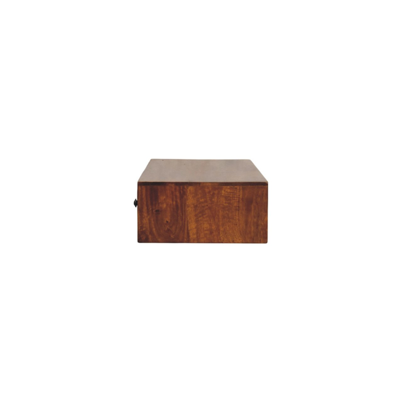 Artisan Furniture Solid Wood Lunar 2 Drawer Chestnut Wall Mounted Console, Dark Brown