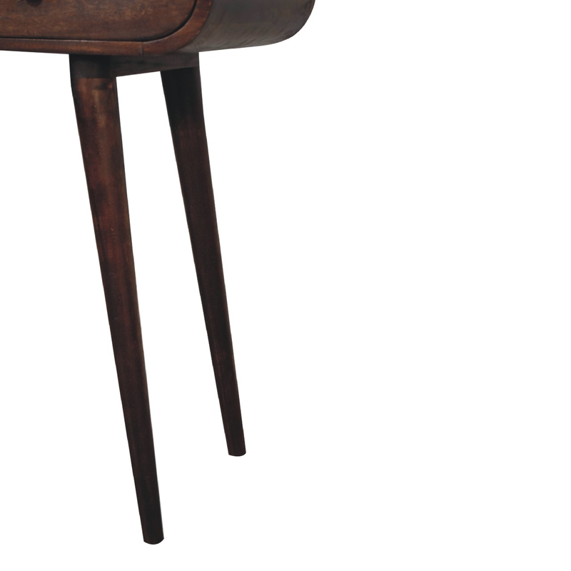 Artisan Furniture Solid Wood Light Walnut Curved Edge Console Table, 2 Drawers, Dark Brown