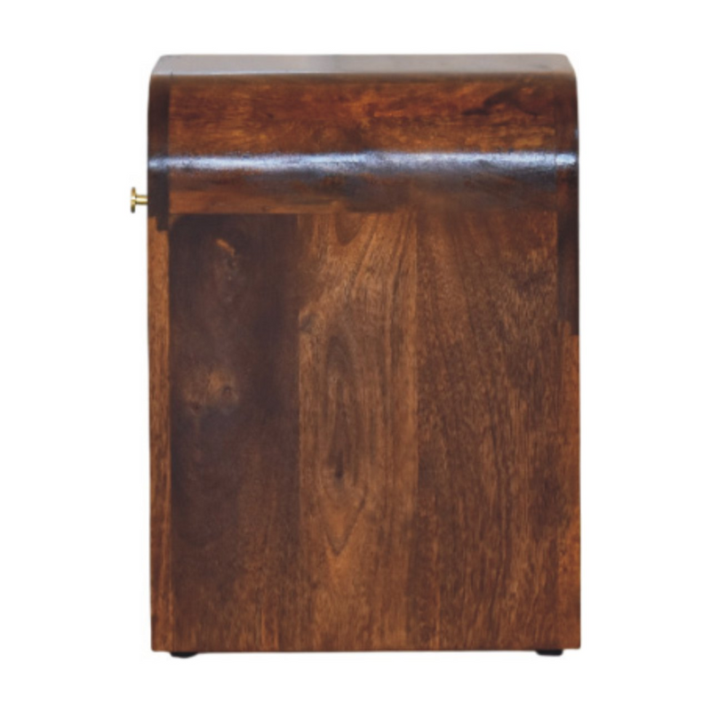 Artisan Furniture Solid Wood Mini Darcy Chestnut Nightstand with Curved Edges, Brown, 1 Drawer