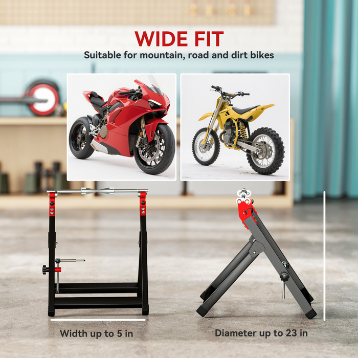 HOMCOM Steel Motorcycle Wheel Balancer Truing Stand with Spoke Wrench, Black