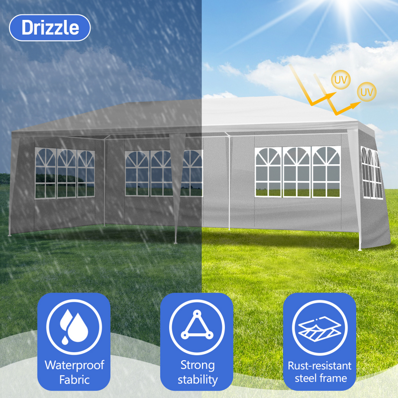 10'X20' Outdoor Party Tent with 4 Removable Sidewalls, Waterproof Canopy Patio Wedding Gazebo, White