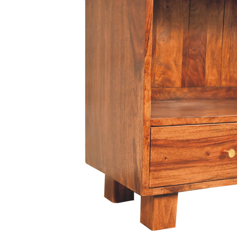 Artisan Furniture Solid Wood Tula Bookcase, Brown, 4 Shelves and 2 Drawers
