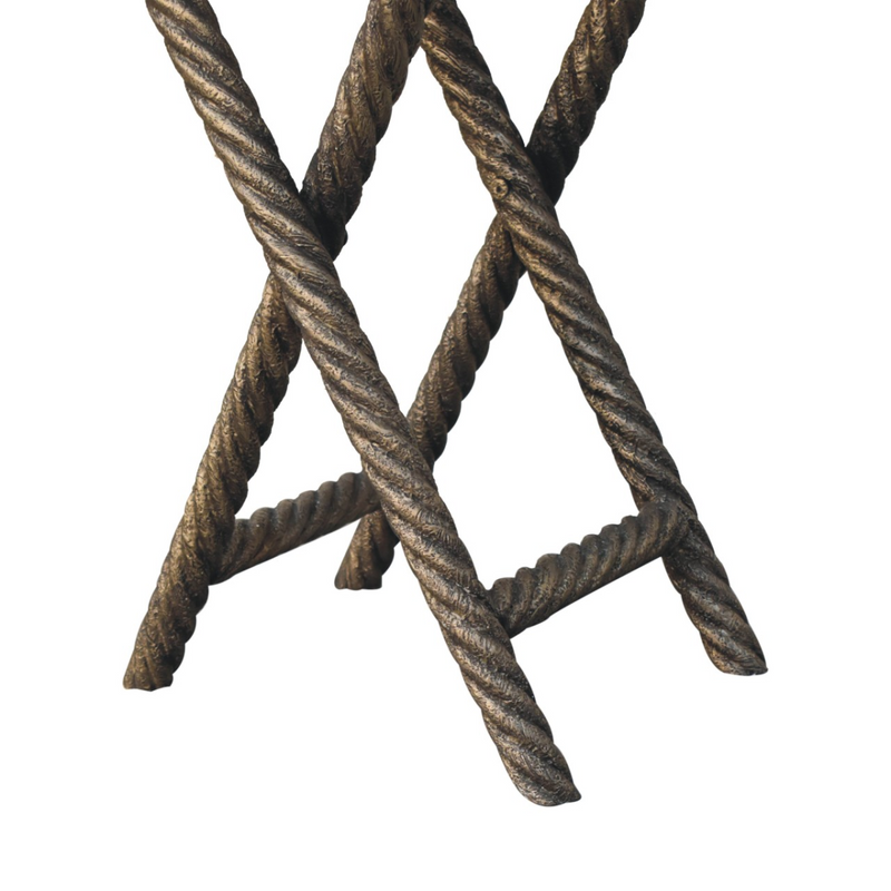 Artisan Furniture Solid Wood Metallic Rope Side Table