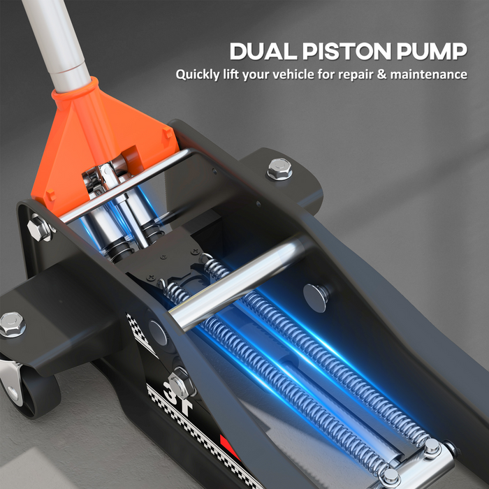 HOMCOM 3 Ton Low Profile Floor Jack, 7.5-50.5 cm Hydraulic Car Trolley Jack