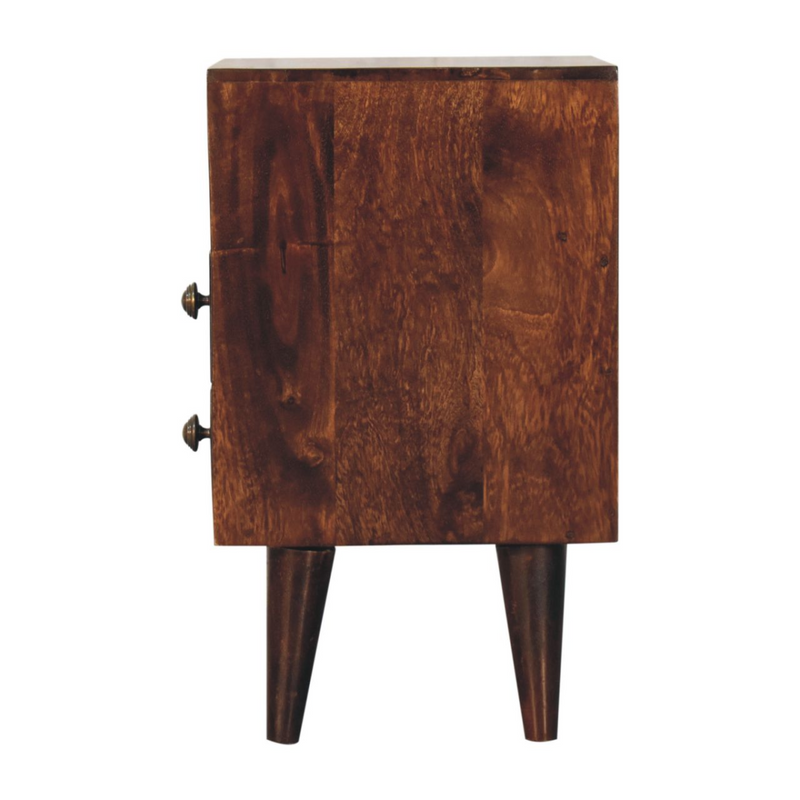 Artisan Furniture Solid Wood Mini Classic California Walnut Bedside, Brown, 2 Drawers and 1 Shelf