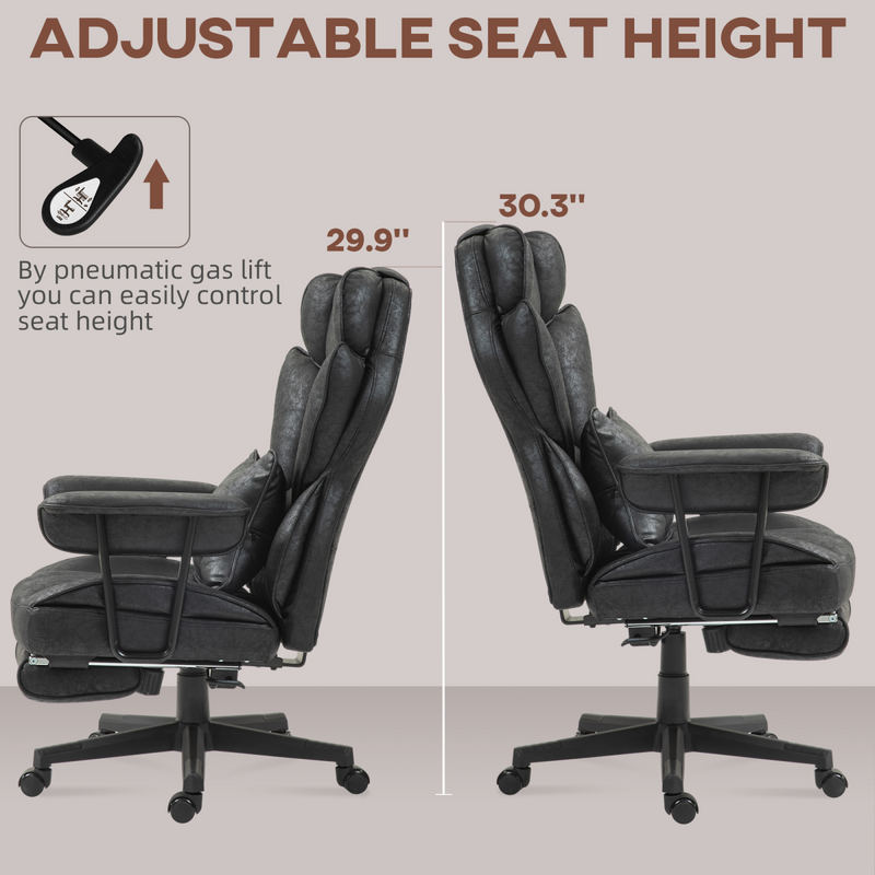 HOMCOM Office Chair, Ergonomic Desk Chair with Foot Rest, Black
