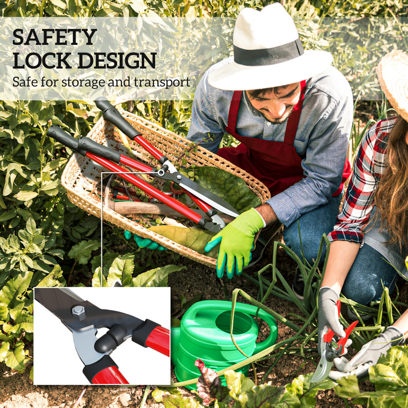 Outsunny 3 PC Garden Shears Set w/ Hedge Shears, Lopper, Garden Secateurs