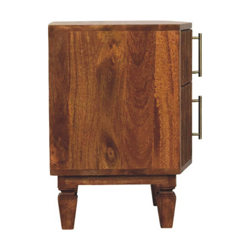 Artisan Furniture Solid Wood Louvre Bedside Unit, 2 Drawers, Brown