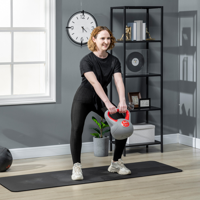 SPORTNOW 14kg Kettle Bell with Handle for Home Gym, Red and Grey