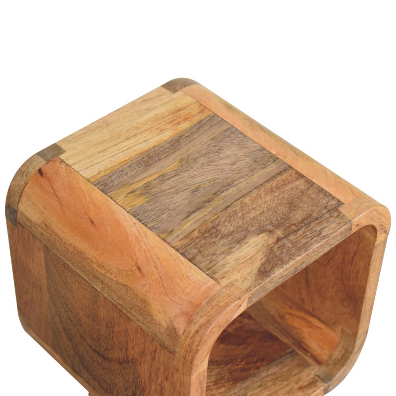 Artisan Furniture Solid Wood Extra Mini Minimalist Open Curved Oak-ish Bedside