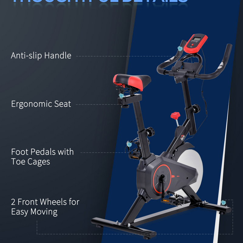 HOMCOM Indoor Exercise Bike with Adjustable Height, Resistance