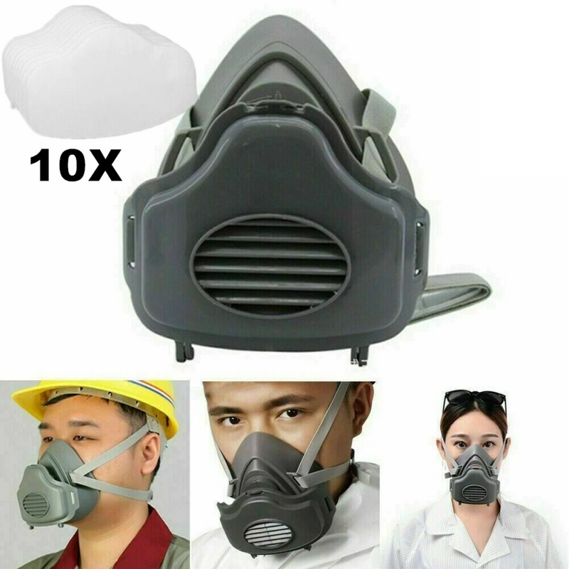 （2Pack）Reusable Half Face Cover Respirator Dust Mask for Woodworking Painting Welding