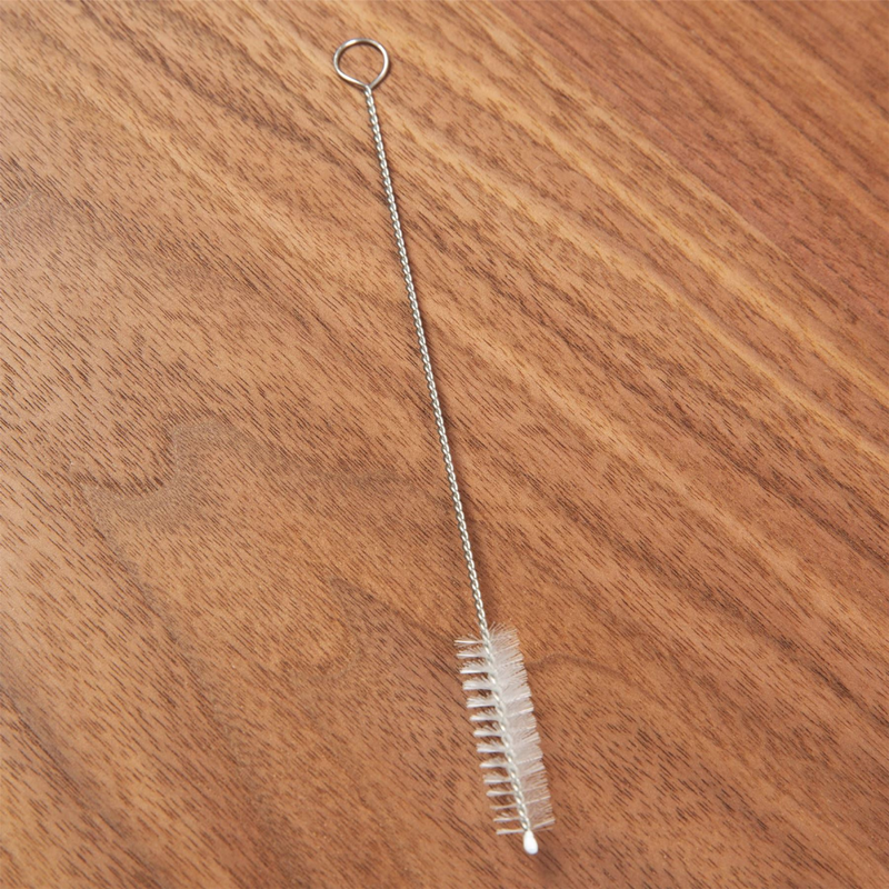 Set of 6 Curved Steel Drinking Straws & Brush 22cm