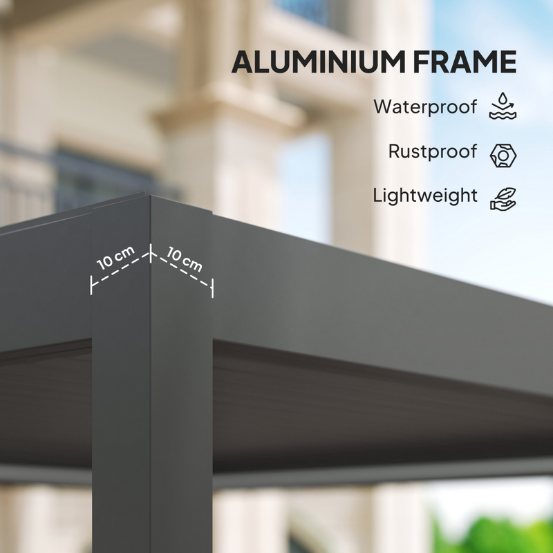 Outsunny 3 x 3(m) Electric Louvered Pergola Aluminium Pergola w/ LED Light