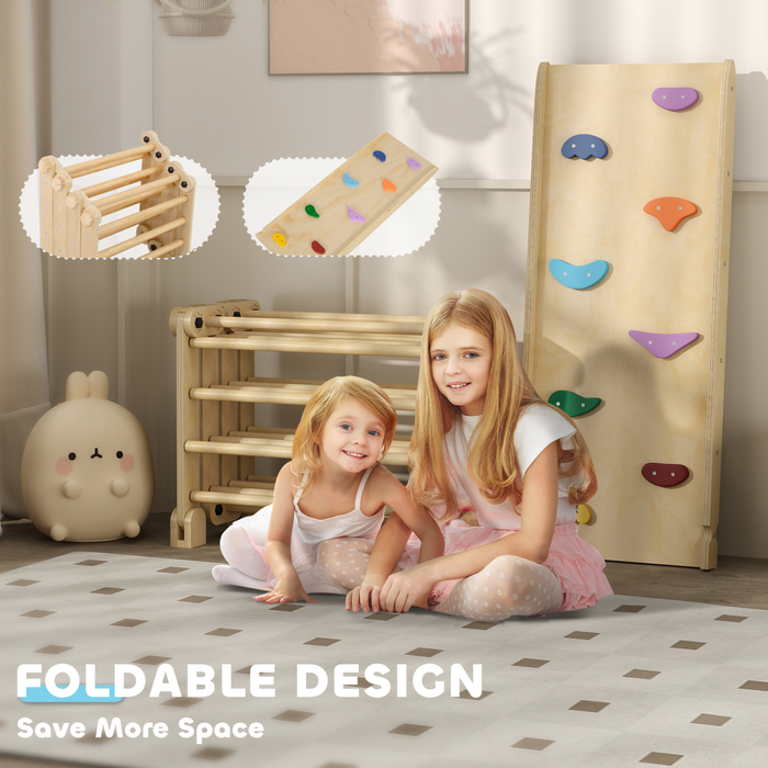 AIYAPLAY 3 in 1 Kids Climbing Set, Foldable Toddler Climbing Toys with Ramp