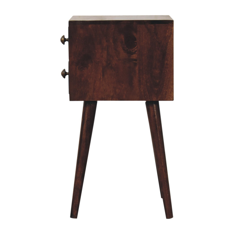 Artisan Furniture Solid Wood Mini 2 Drawer California Walnut Bedside, Dark Brown