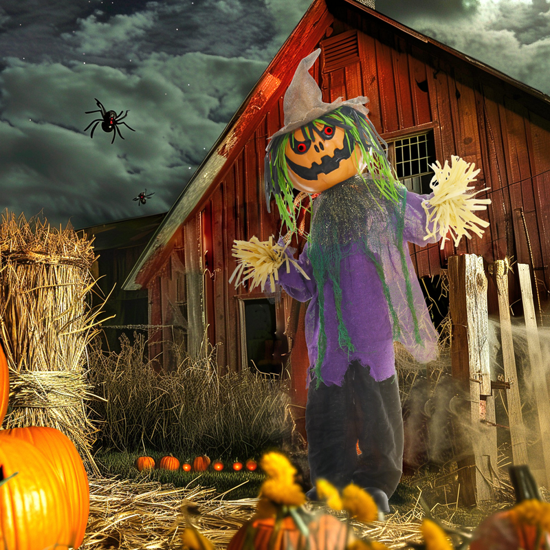 HOMCOM Pumpkin Halloween Animatronic Prop for Indoor Outdoor Decoration