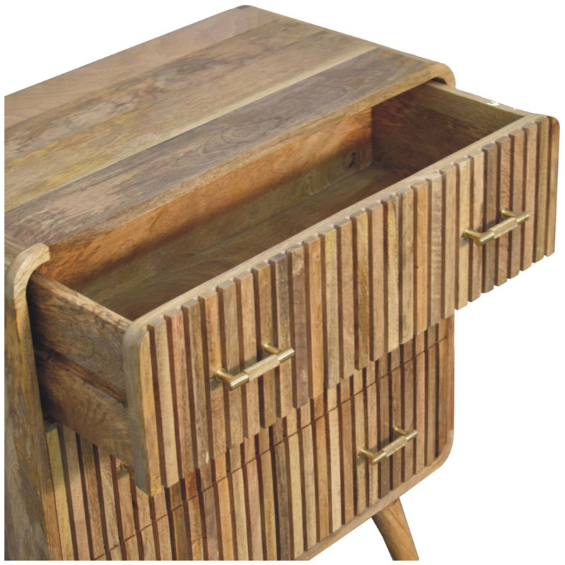 Artisan Furniture Solid Mango Wood T-bar Ridged Chest