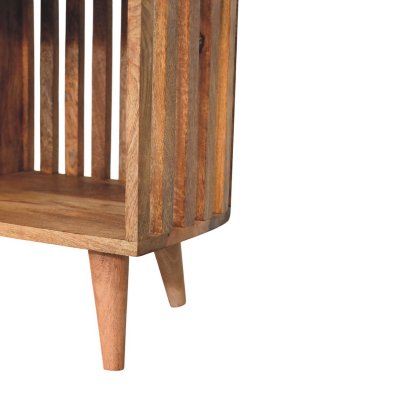 Artisan Furniture Solid Wood Slatted Oak-ish Bench with 3 slots