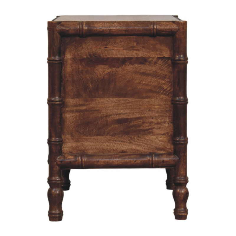 Artisan Furniture Solid Wood Bamboo Frame Nightstand in Roasted Almond, 2 Drawers, Dark Brown