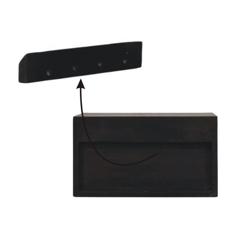 Artisan Furniture Solid Wood Arno Wall-Mounted Nightstand, 1 Drawer, 1 Shelf, Dark Brown