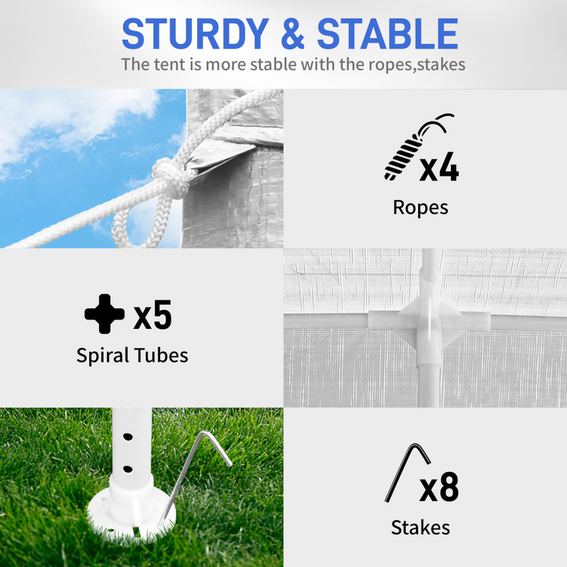 3 x 3m Four Sides Portable Home Use Waterproof Tent with Spiral Tubes White