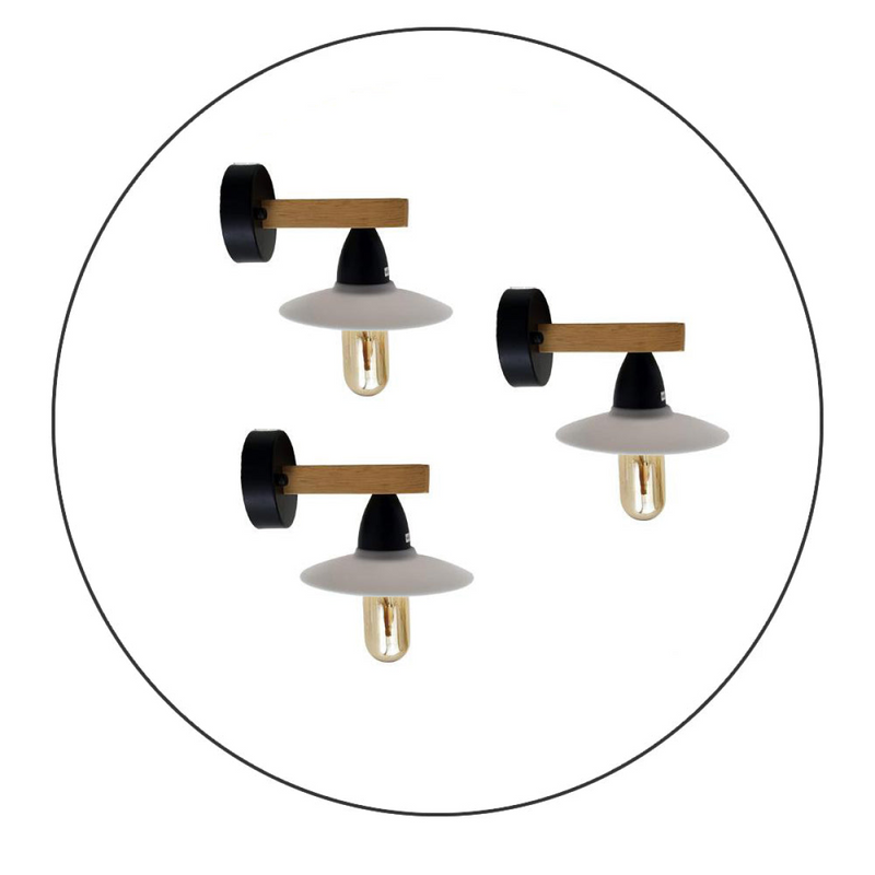 3 Pack Modern Wall Lights with Filament Bulbs~2301