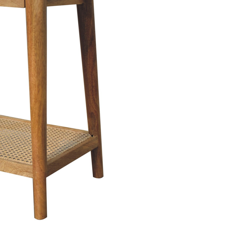Artisan Furniture Solid Wood Woven Solid Wood End Table, Beige, 1 Drawer