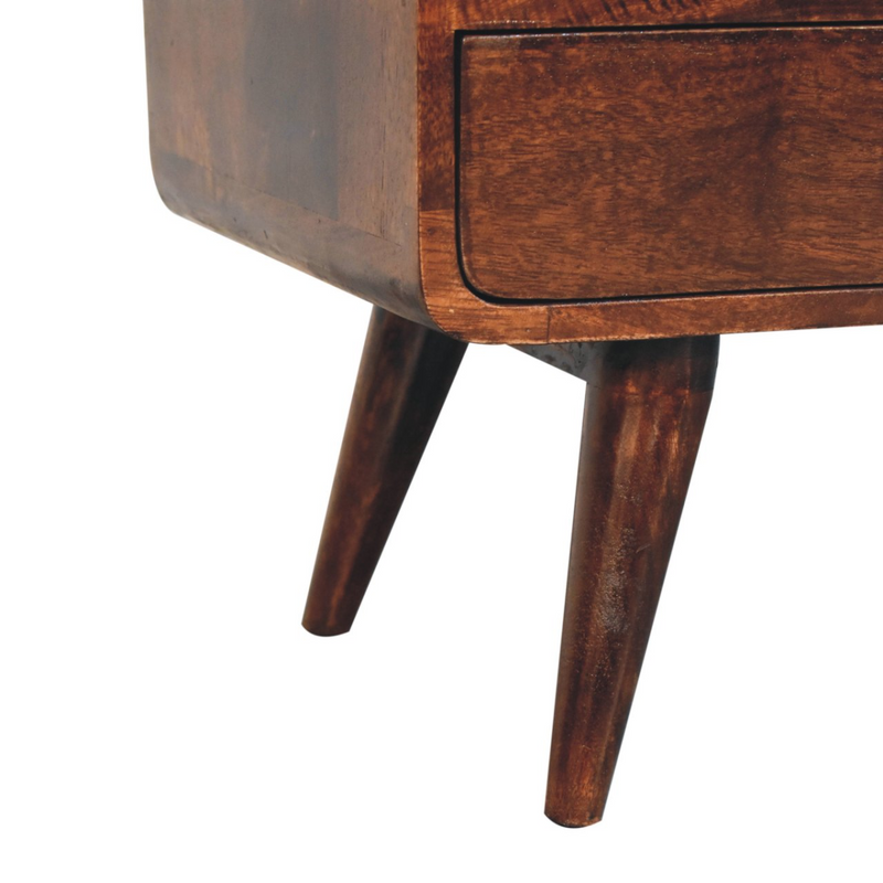 Artisan Furniture Solid Wood Curved California Walnut Media Unit, Brown, 2 Drawers and 1 Shelf