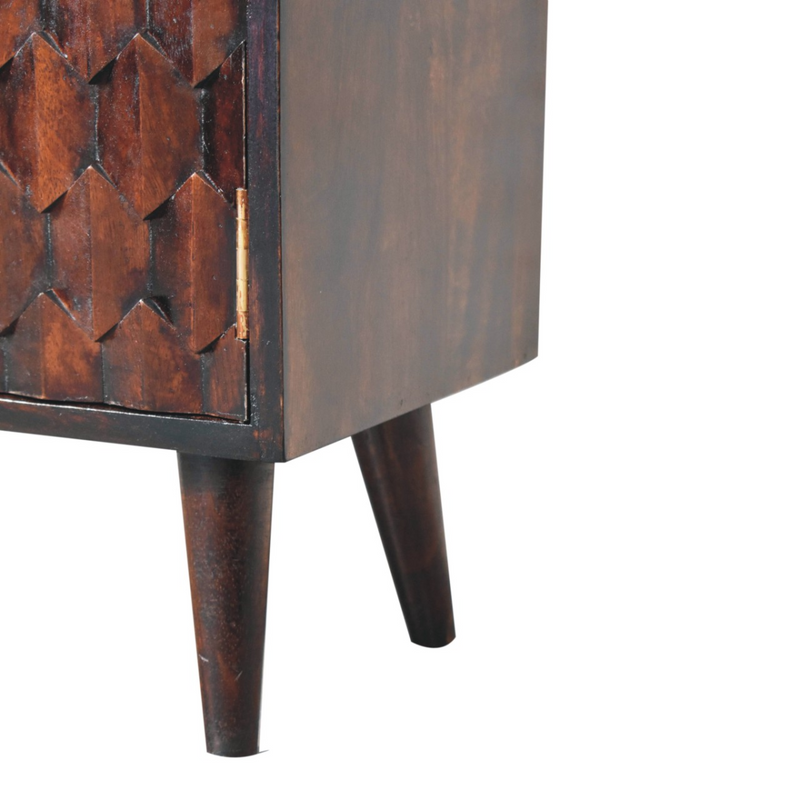 Artisan Furniture Solid Wood Mini Pineapple Carved Light Walnut Cabinet, Brown, 2 Doors