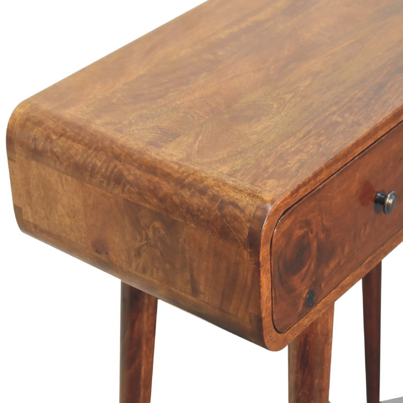Artisan Furniture Solid Mango Wood Chestnut Curved Hallway Table