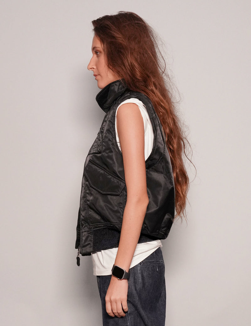 MA-2 Light Weight Collared Bomber Gilet in Black