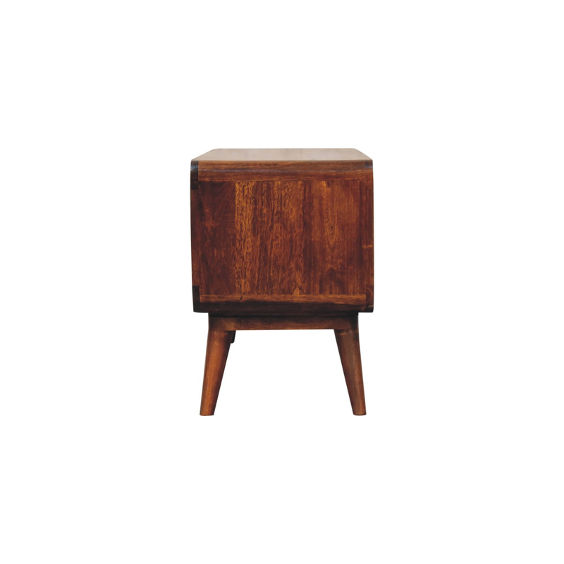 Artisan Furniture Solid Wood Curved Chestnut Double Slot Media Unit, 2 Open Slots, Brown