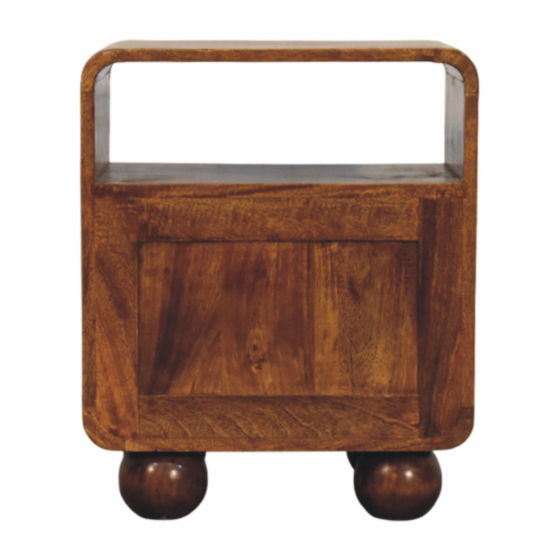 Artisan Furniture Solid Wood Larissa 2 Drawer Chestnut Nightstand, 1 Open Slot, Dark Brown