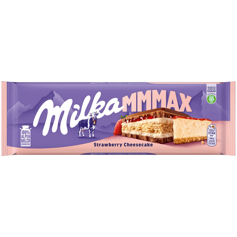 Milka Mmmax | Strawberry Cheesecake Milk Chocolate | 300g Large Bar