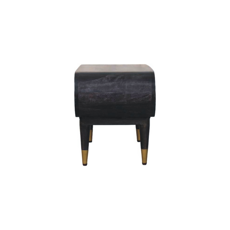 Artisan Furniture Solid Wood Curved Edge Media with Brass Accents, 1 Open Slot, Dark Brown