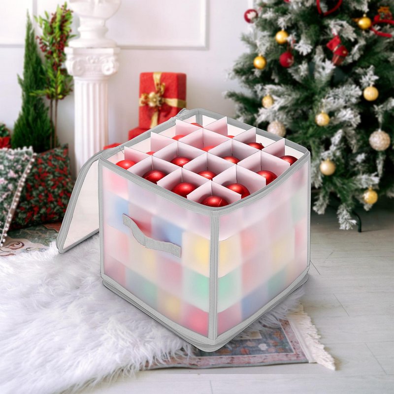 VINSANI GREY XMAS 64 BAUBLE DECORATIONS BOX 0000503