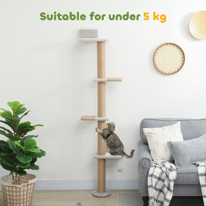 Wall Mounted Cat Shelves with 4 Climbing Platforms for Indoor, Light Grey