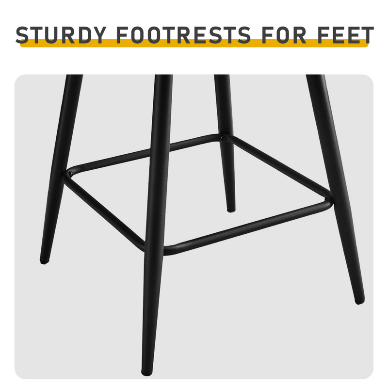 2 Pcs Black PU Swivel Bar Stools with Button-Tufted Backrest and Metal Legs