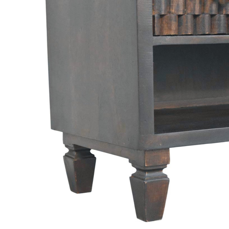 Artisan Furniture Solid Wood Cadiz Carved Shoe Storage Bench, 2 Drawers & 1 Shelf, Dark Brown