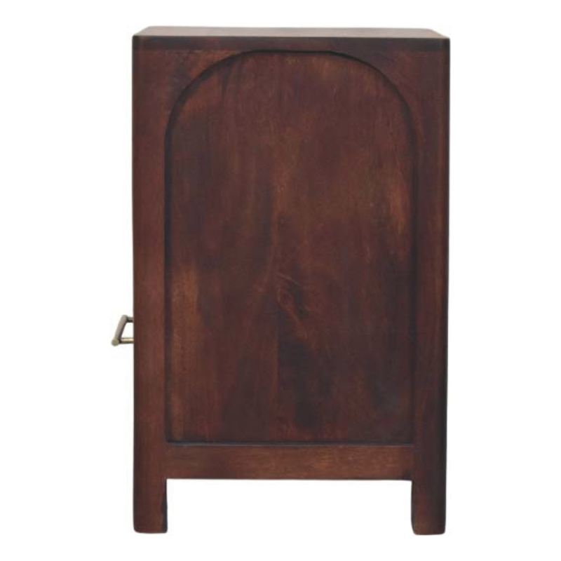Artisan Furniture Solid Wood Arched Edge 1 Drawer Bedside, 1 Open Slot, Brown