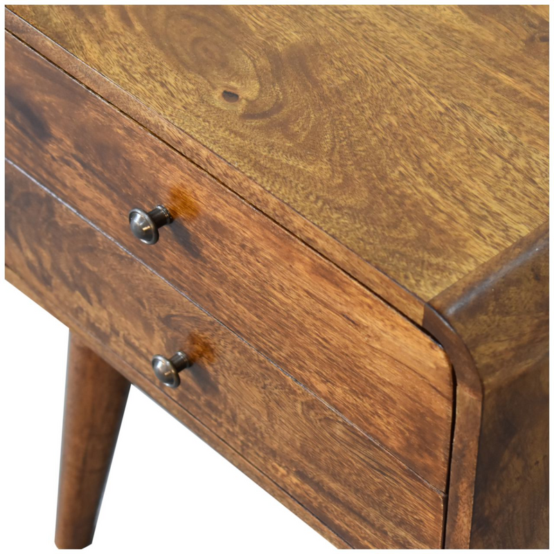 Artisan Furniture Solid Wood Curved Chestnut Bedside