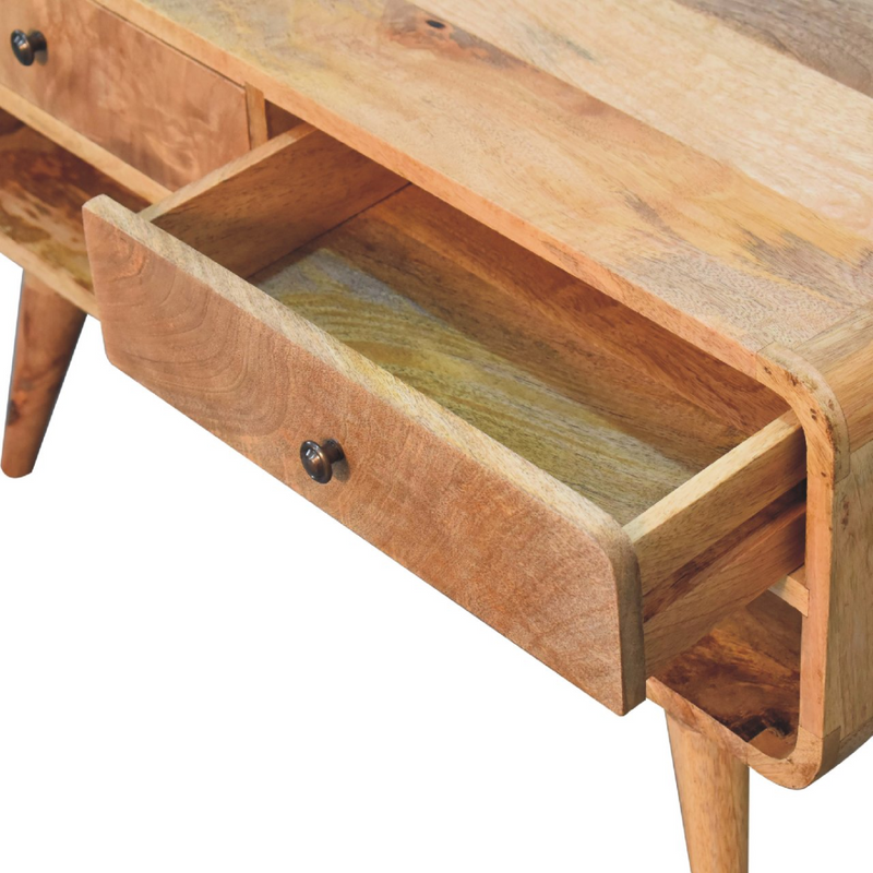 Artisan Furniture Solid Wood Reverse Curve Oak-ish Media Unit