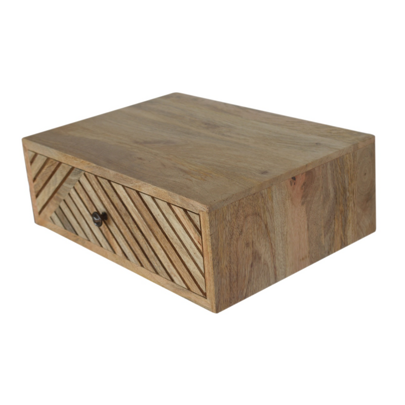 Artisan Furniture Solid Wood Floating Line Carved Bedside