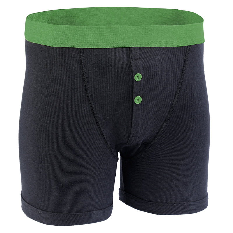 12 Pack Classic Menswear Black Cotton Blend Boxer Shorts Breathable Activewear Comfortable Stretch Colourful Waistband Durable Lightweight Button Fly Underwear MB08 by Sock Stack