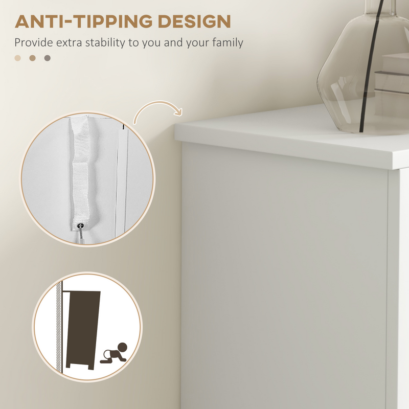 HOMCOM Modern Shoe Cabinet with 2 Flip Drawers and Adjustable Shelves, White