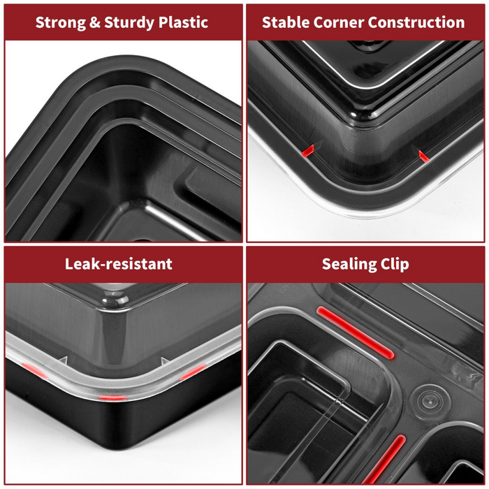 VINSANI 10pk 3 COMPARTMENTS MEAL PREP CONTAINERS 1010425 X 3